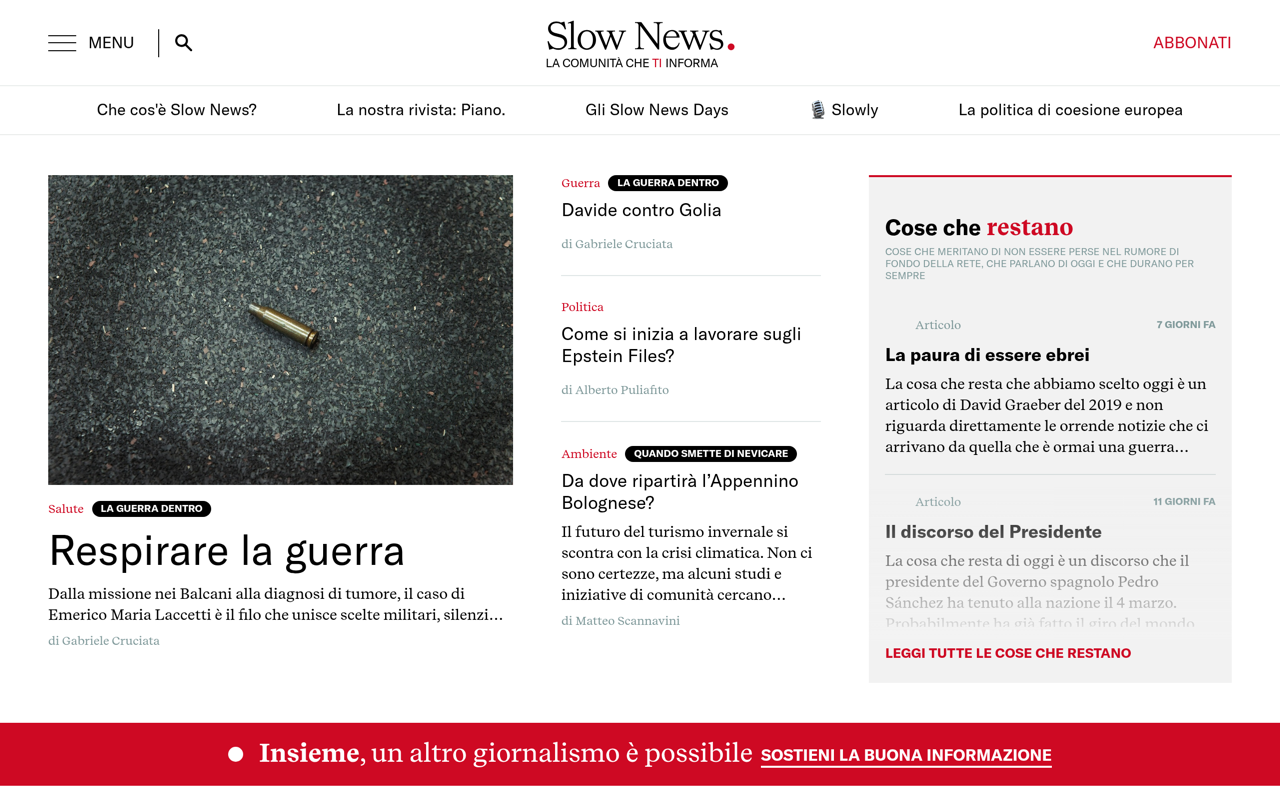 Screenshot di Slow News